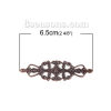 Bild von Eisenlegierung Embellishments Cabochons Blätter Rotkupferfarbe Filigran 65mm x 20mm, 50 Stück