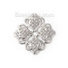 Picture of Iron Based Alloy Embellishments Flower Silver Tone Filigree 35mm(1 3/8") x 35mm(1 3/8"), 50 PCs