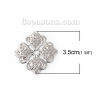 Picture of Iron Based Alloy Embellishments Flower Silver Tone Filigree 35mm(1 3/8") x 35mm(1 3/8"), 50 PCs