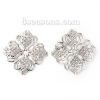 Picture of Iron Based Alloy Embellishments Flower Silver Tone Filigree 35mm(1 3/8") x 35mm(1 3/8"), 50 PCs