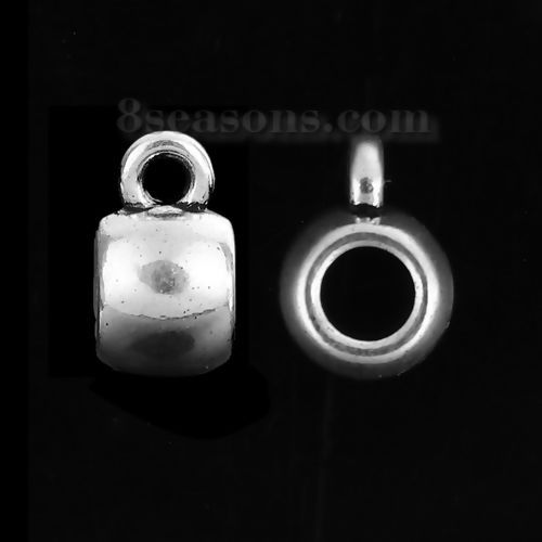Bild von Zinklegierung Kaution Perlen Rund Antiksilber 10mm x 5mm, 100 Stück