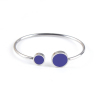 Imagen de 304 Acero Inoxidable Abierta Cuff Brazaletes Pulseras Tono de Plata Azul Ronda Elástico 18.3cm longitud, 1 Unidad