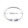 Imagen de 304 Acero Inoxidable Abierta Cuff Brazaletes Pulseras Tono de Plata Azul Ronda Elástico 18.3cm longitud, 1 Unidad