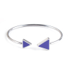 Image de Bracelet Manchette Jonc Semi-Ouvert en 304 Acier Inoxydable Pointe de Flèche Elastique Bleu Foncé Argent Mat 18.3cm 1 Pièce