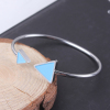 Imagen de 304 Acero Inoxidable Abierta Cuff Brazaletes Pulseras Tono de Plata Azul Cielo Punta de Flecha Elástico 18.3cm longitud, 1 Unidad