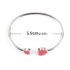 Imagen de 304 Acero Inoxidable Abierta Cuff Brazaletes Pulseras Tono de Plata Rojo Corazón Elástico 18cm longitud, 1 Unidad