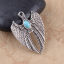Picture of Zinc Based Alloy Pendants Wing Antique Silver Color Blue Cross Imitation Turquoise 32mm(1 2/8") x 23mm( 7/8"), 10 PCs