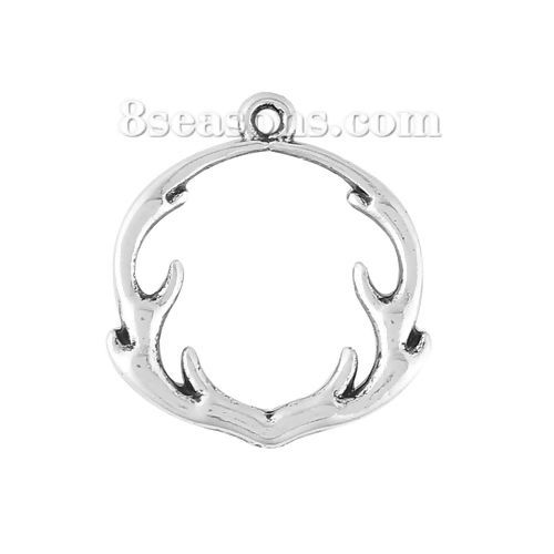 Imagen de Zamak Colgantes Charms Ramo Plata Antigua 22mm x 20mm, 50 Unidades