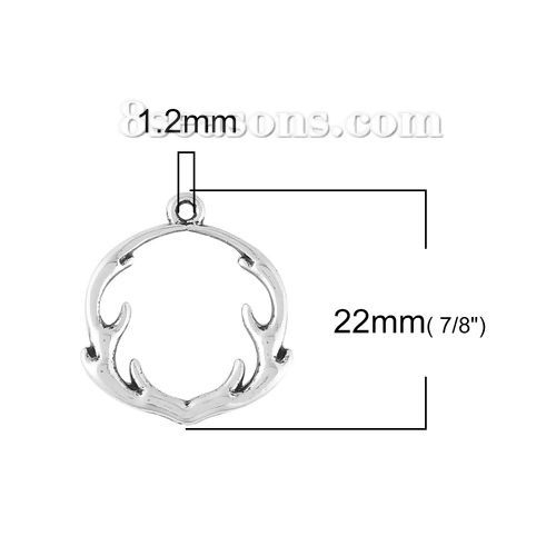 Imagen de Zamak Colgantes Charms Ramo Plata Antigua 22mm x 20mm, 50 Unidades