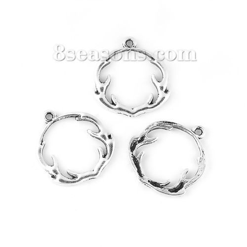 Imagen de Zamak Colgantes Charms Ramo Plata Antigua 22mm x 20mm, 50 Unidades