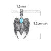 Picture of Zinc Based Alloy Pendants Wing Antique Silver Color Blue Cross Clear Rhinestone Imitation Turquoise 32mm(1 2/8") x 19mm( 6/8"), 5 PCs