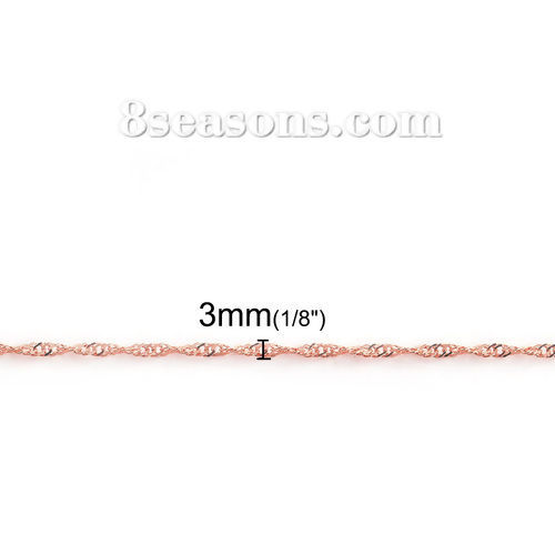 Bild von Eisenlegierung Zopfkette Kette Rosegold 3x2mm, 5 Meter