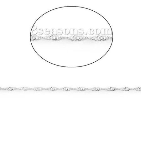 Picture of 10 M (Approx 32.81 Foot) Iron Based Alloy Braided Rope Chain Findings Silver Tone 3x2mm