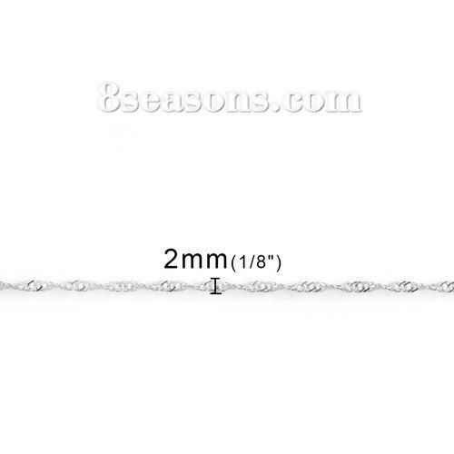 Picture of Iron Based Alloy Braided Rope Chain Findings Silver Tone 3x2mm( 1/8" x 1/8"), 10 M