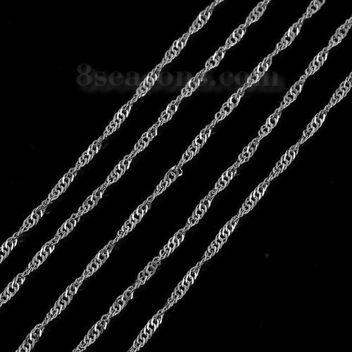 Picture of Iron Based Alloy Braided Rope Chain Findings Silver Tone 3x2mm( 1/8" x 1/8"), 10 M