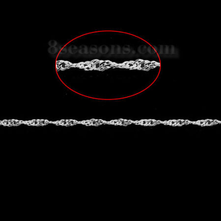 Picture of 10 M (Approx 32.81 Foot) Iron Based Alloy Braided Rope Chain Findings Silver Plated 3x2mm