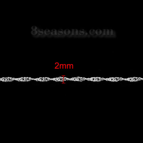 Picture of Iron Based Alloy Braided Rope Chain Findings Silver Plated 3x2mm( 1/8" x 1/8"), 10 M