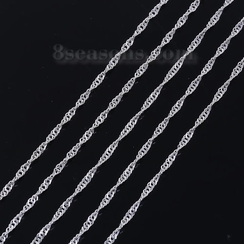 Picture of Iron Based Alloy Braided Rope Chain Findings Silver Plated 3x2mm( 1/8" x 1/8"), 10 M