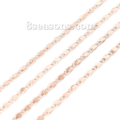 Picture of Brass Scroll Chain Findings Rose Gold 5x2mm( 2/8" x 1/8"), 5 M                                                                                                                                                                                                