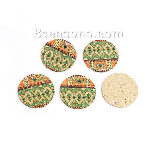Picture of Brass Enamel Painting Charms Gold Plated Multicolor Round Geometric Sparkledust 20mm Dia., 10 PCs                                                                                                                                                             