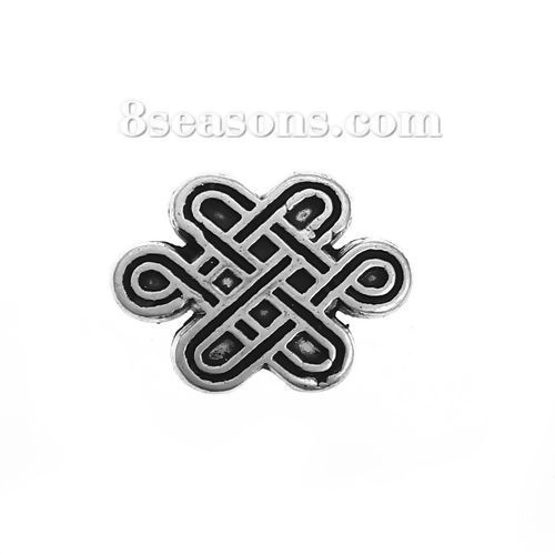 Picture of Zinc Based Alloy Spacer Beads Celtic Knot Antique Silver Color 10mm x 7mm, Hole: Approx 1.7mm, 100 PCs