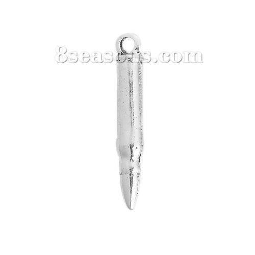 Imagen de Zamak Colgantes Bala Plata Antigua 35mm x 5.5mm, 10 Unidades