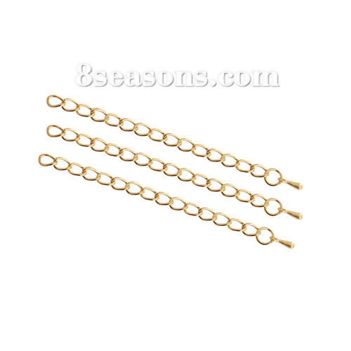 Picture of Iron Based Alloy Extender Chain For Jewelry Necklace Bracelet Gold Plated Drop 8cm(3 1/8") long, Usable Chain Length: 7cm, 50 PCs
