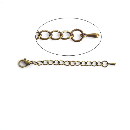 Picture of Iron Based Alloy Extender Chain For Jewelry Necklace Bracelet Antique Bronze Drop 7.5cm(3") long, Usable Chain Length: 5cm, 10 PCs