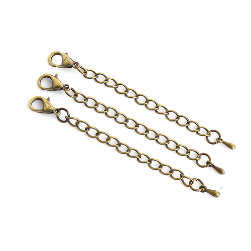 Picture of Iron Based Alloy Extender Chain For Jewelry Necklace Bracelet Antique Bronze Drop 7.5cm(3") long, Usable Chain Length: 5cm, 10 PCs