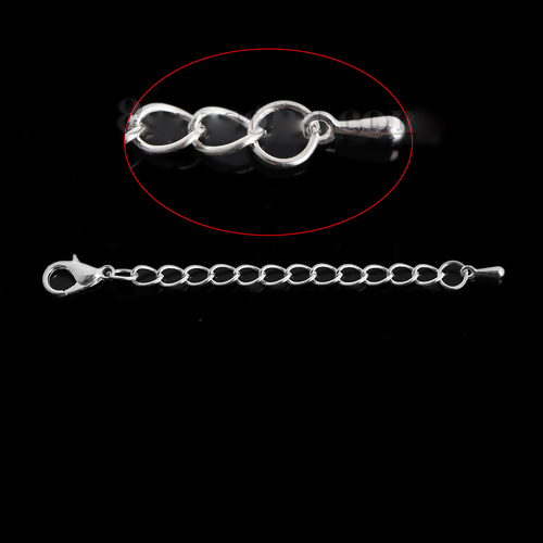 Picture of Iron Based Alloy Extender Chain For Jewelry Necklace Bracelet Silver Plated Drop 7.5cm(3") long, Usable Chain Length: 5cm, 10 PCs