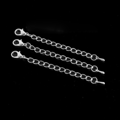 Picture of Iron Based Alloy Extender Chain For Jewelry Necklace Bracelet Silver Plated Drop 7.5cm(3") long, Usable Chain Length: 5cm, 10 PCs