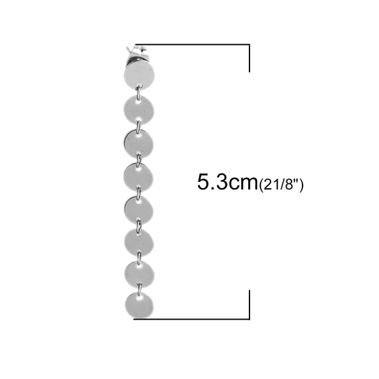 ステンレス鋼 イヤリング シルバートーン 円形 53mm、 ワイヤーサイズ: （21号）、 1 ペア の画像