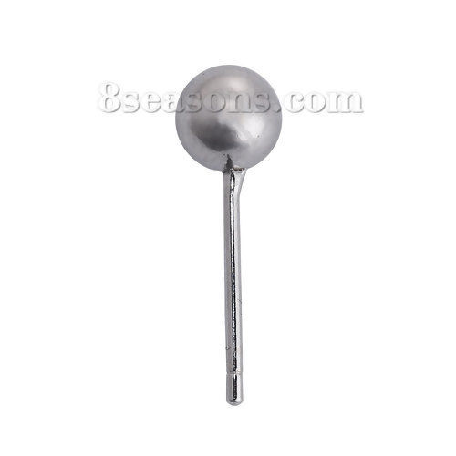 Bild von Sterling Silber Ohrring Ohrstecker Zubehör Rund Silbrig 14mm x 3mm, Drahtstärke: (20 gauge), 2 Gramm (ca. 16 Stück)