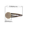 Picture of Iron Based Alloy Hair Clips Findings Round Antique Bronze Self Adhesive (Fits 20mm Dia.) 54mm x 20mm, 20 PCs