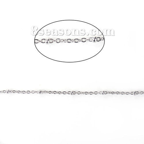 Picture of Stainless Steel Link Cable Chain Silver Tone 3mm( 1/8") Dia. 2x2mm( 1/8" x 1/8"), 10 M