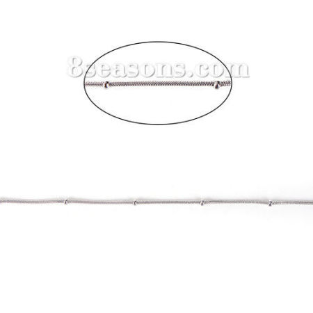Picture of 3 M (Approx 9.84 Foot) Stainless Steel Snake Chain For Handmade DIY Jewelry Making Findings Silver Tone 2mm Dia.