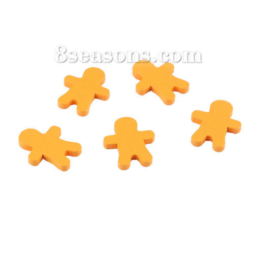 Picture of Three-ply Board Embellishments Scrapbooking Christmas Ginger Bread Man Light Orange 22mm( 7/8") x 18mm( 6/8"), 100 PCs