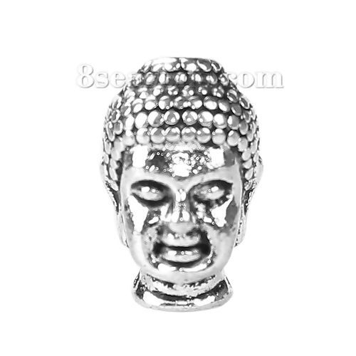 Изображение Цинковый Сплав Бусины Будда Античное Серебро 13мм x 8мм, Отверстие:примерно 1.8мм, 30 ШТ