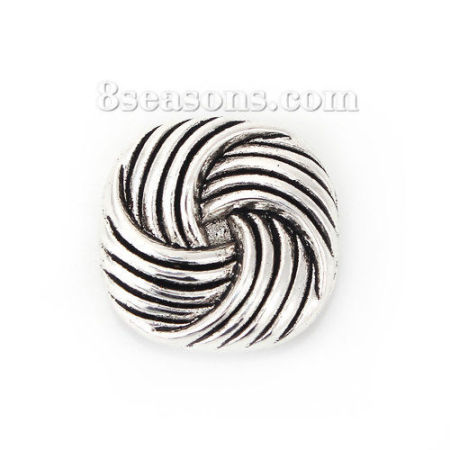 Zamak Cuentas Bola del hilado Plata Antigua 23mm x 23mm, Agujero: Aprox 1.9mm, 20 Unidades