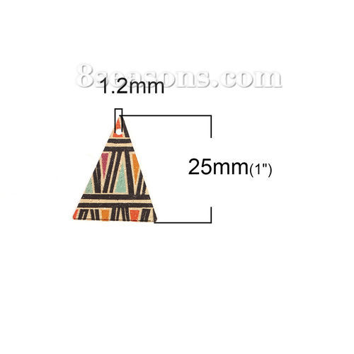 Picture of Brass Enamel Painting Charms Gold Plated Multicolor Triangle Sparkledust 25mm x 18mm, 10 PCs                                                                                                                                                                  