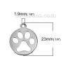 Imagen de Zamak Animal Doméstico Memorial Colgantes Charms Ronda Tono de Plata Pata y pezuñas de oso 23mm x 20mm, 20 Unidades
