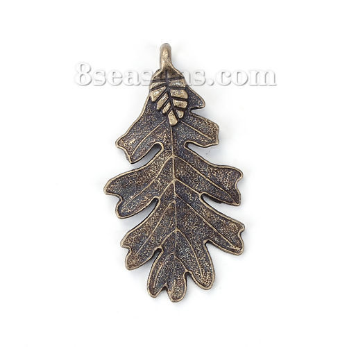 Picture of Zinc Based Alloy Pendants Leaf Antique Bronze 48mm(1 7/8") x 26mm(1"), 20 PCs