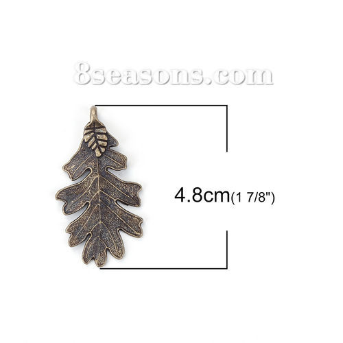 Picture of Zinc Based Alloy Pendants Leaf Antique Bronze 48mm(1 7/8") x 26mm(1"), 20 PCs