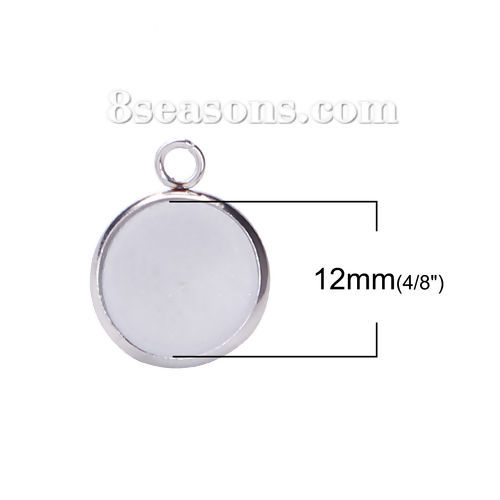 304 ステンレス鋼 イヤリング 円形 シルバートーン ( 台座付 12mm に適応) ループ付き　18mm x 14mm、 20 個” の画像