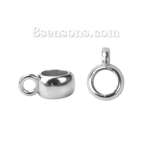 Picture of Zinc Based Alloy Bail Beads Round Silver Tone 9mm x 6mm, 200 PCs
