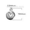 Picture of Zinc Based Alloy Charms Round Antique Silver Color Heart 19mm( 6/8") x 15mm( 5/8"), 20 PCs