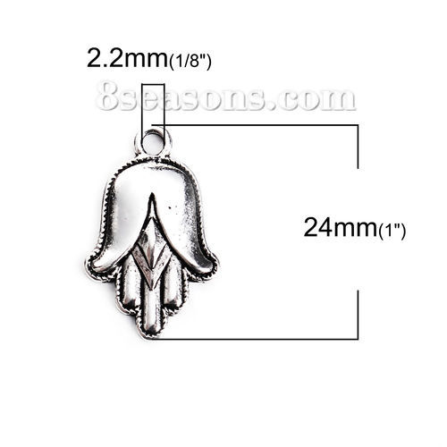 Изображение Цинковый Сплав Подвески Ладонь Античное Серебро 24мм x 15мм, 20 ШТ