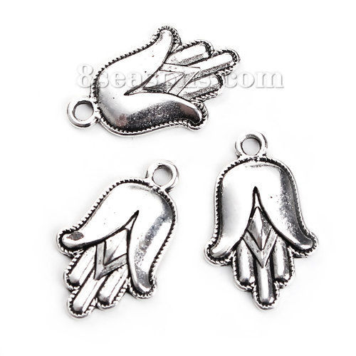 Изображение Цинковый Сплав Подвески Ладонь Античное Серебро 24мм x 15мм, 20 ШТ