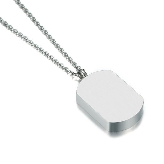 Image de 316L Colliers en Titane Acier Urne Funéraire de Crémation Argent Mat Noir Rectangle Gravé Mot " ALWAYS WITH ME " 51cm Long, 1 Pièce” 