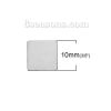Picture of Stainless Steel Embellishments Square Silver Tone 10mm( 3/8") x 10mm( 3/8"), 10 PCs